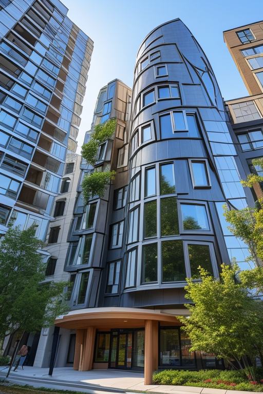 Townhouse, designed by Frank Gehry, Modern Architecture, in the morning, in Toronto