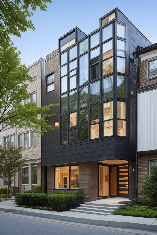 Townhouse, designed by Frank Gehry, Modern Architecture, in the morning, in Toronto