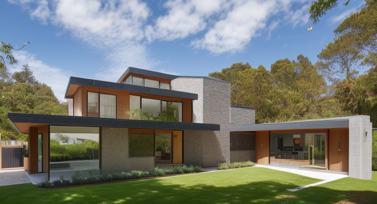 Townhouse, designed by Tadao Ando, Modern Architecture, in the afternoon, in Woodside California