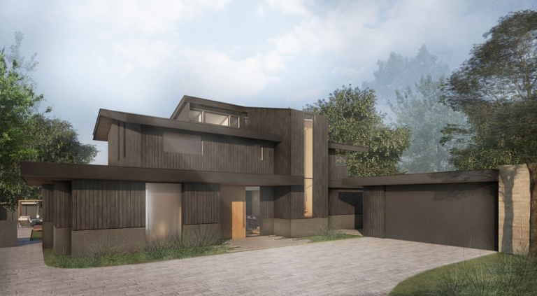 Townhouse, designed by Tadao Ando, Modern Architecture, in the afternoon, in Woodside California