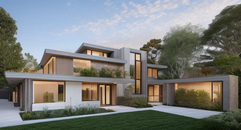 Townhouse, Modern Architecture, in the afternoon, in Woodside California, designed by Zaha Hadid