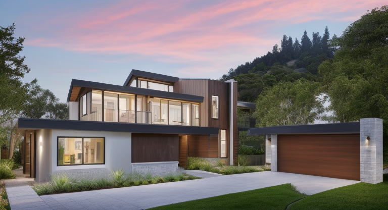 Townhouse, Modern Architecture, in the afternoon, in Woodside California, designed by Zaha Hadid