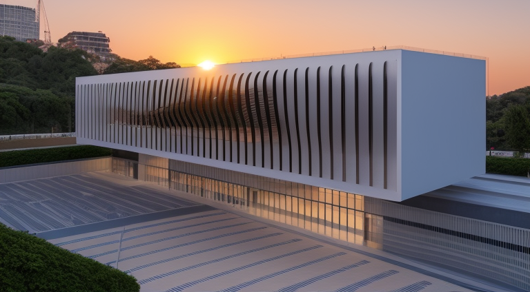 Tower design, Tower, designed by Oscar Niemeyer, Modern Architecture, at sunset, in Istanbul, Library