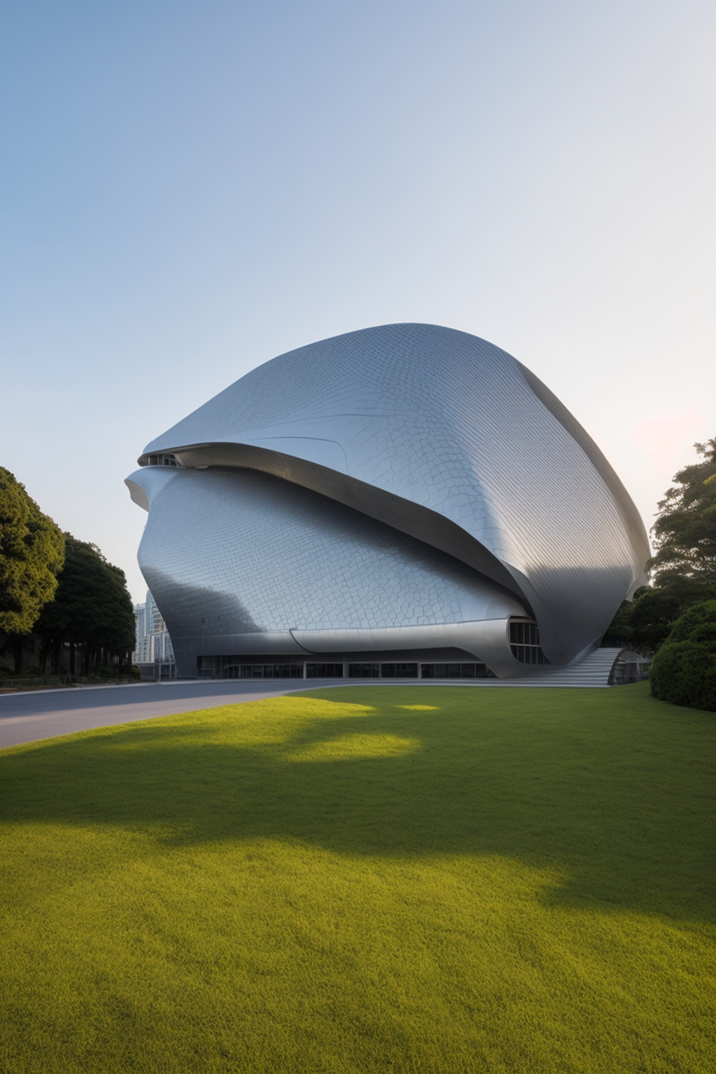 Zaha hadid, Museum, designed by Zaha Hadid, Neofuturist Architecture, in the morning, in Tokyo