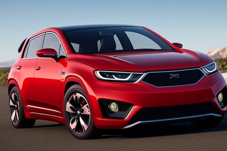 Make a red car that was build on a post atomic war., Car, White