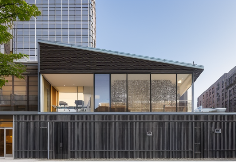 Arrhov frick architecture stile, Building, designed by Renzo Piano, Japanese architecture, in the morning, in New York