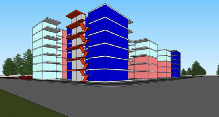 designed by Mies Van der Rohe, Townhouse, Modern Architecture, in the morning, in Barcelona, De Stijl architecture