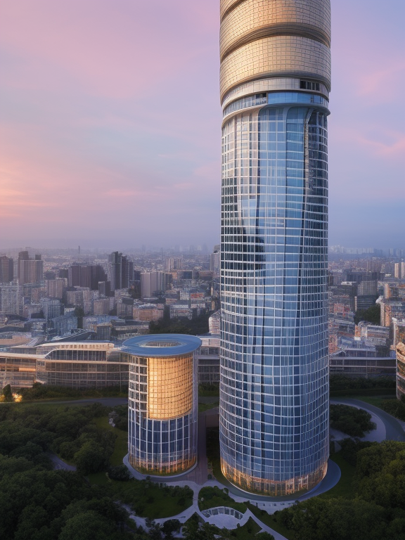 Building, designed by Zaha Hadid, designed by Le Corbusier, Brutalist Architecture, at sunset, in the afternoon