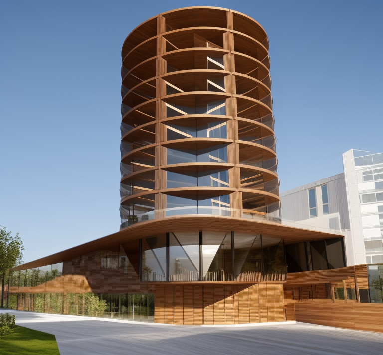 Arquitectonic model in wood , qith soft lights and shadows , design by Bjarke Ingels , modern architecture, HD, 