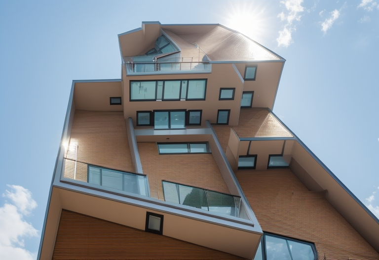 Brownstone, designed by Eero Saarinen, Modern Architecture, in the morning, in Toronto