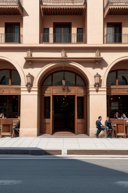 Traditional latin american architecture combined with spanish revival architecture, Cafe