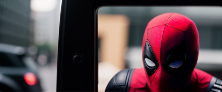 Spider-Man looking at Deadpool