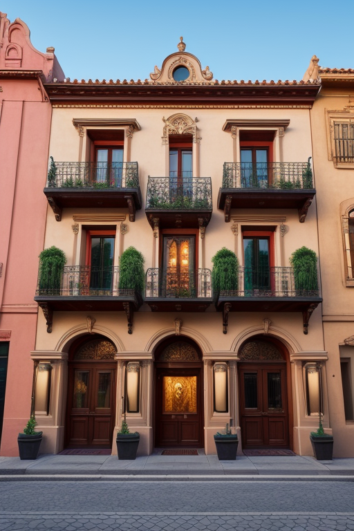 Combination of spanish revival and victorian architecture, Building