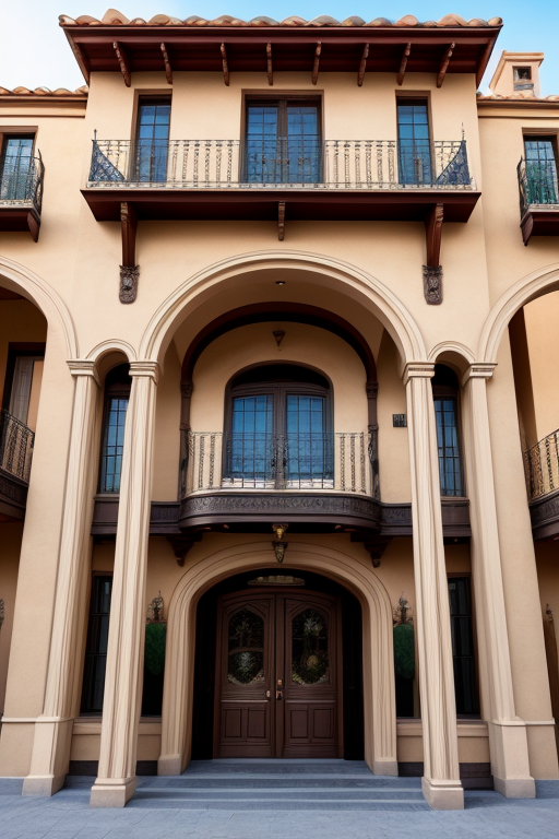 Combination of spanish revival and victorian architecture, Building