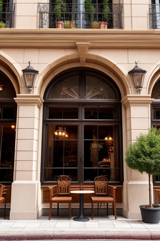 Combination of spanish revival and victorian architecture, Cafe