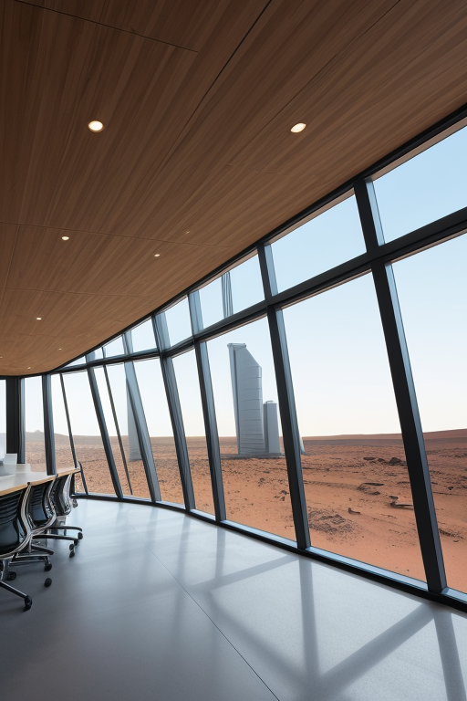 Office, designed by Alvar Aalto, Modern Architecture, in the afternoon, on Mars