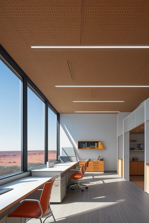 Office, designed by Alvar Aalto, Modern Architecture, in the afternoon, on Mars