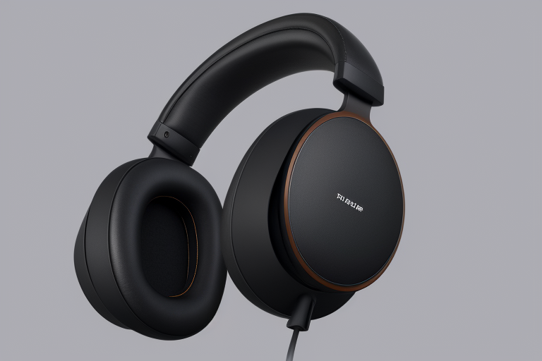 Headphones, Black, rounded, fully cover ear, leather strap over head