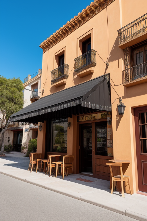 a combination between traditional latin american architecture and spanish revival cafe, ultra hd, detailed, complete building