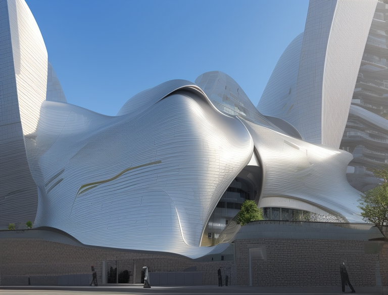 Building, designed by Zaha Hadid, Neofuturist Architecture, in the afternoon, in Istanbul