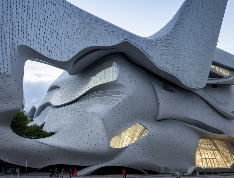 Building, designed by Zaha Hadid, Neofuturist Architecture, in the afternoon, in Istanbul
