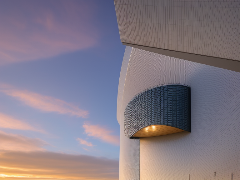 Building, Tower, designed by Rem Koolhas, Post-Modern Architecture, at sunset, in London