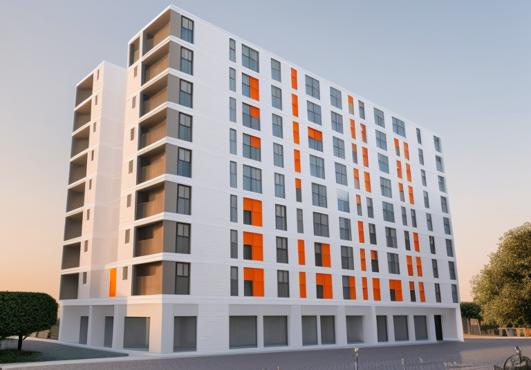 white, soft orange , in the morning, Townhouse, , in Rome,, Constructivism Architecture