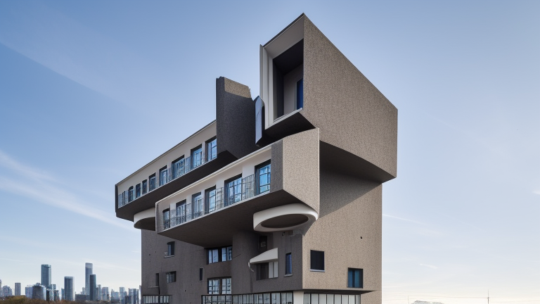 social housing project, Brutalist Architecture, in the morning, in Toronto, designed by Oscar Niemeyer