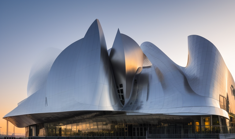 designed by Frank Gehry, Parametric Architecture, designed by Zaha Hadid, at sunset, in Tokyo, in Berlin