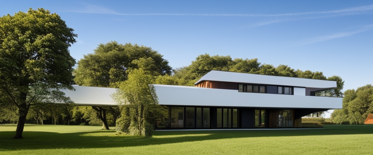 Villa, designed by Alvar Aalto, Post-Modern Architecture, in the morning, in London
