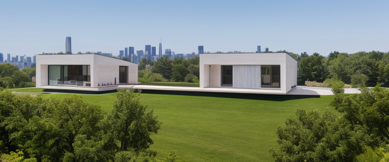 villa, designed by Louis Kahn, Brutalist Architecture, in the afternoon, in Toronto