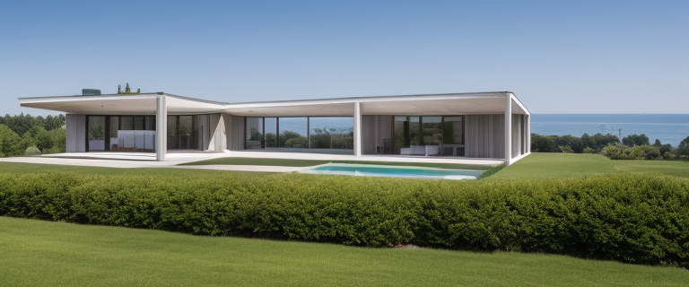 villa, designed by Louis Kahn, Brutalist Architecture, in the afternoon, in Toronto