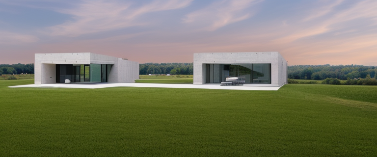 Villa, designed by Louis Kahn, Brutalist Architecture, in the afternoon, in Toronto