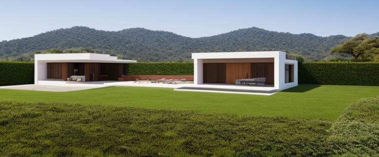 Villa, designed by Frank Lloyd Wright, mexican architecture, in the afternoon, in mexico