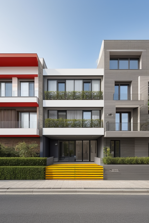 Desing by MVRDV with colors, in the morning, Townhouse, in Lima, Post-Modern Architecture facade checkerboard patern