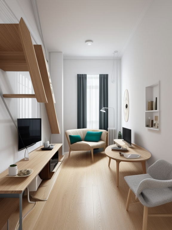 Living Room, Minimalist design, simple lines, limited furniture, open floor, natural light, uncluttered space