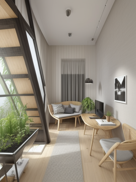 Living Room, Zen design, serene and tranquil, minimalistic and uncluttered, neutral colour palette, natural materials, bamboo and stone, low and comfortable seating, clean and straight lines, incorporation of natural elements, water and plants, a sense of balance and harmony