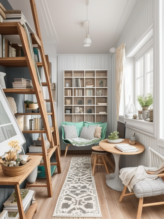 Living Room, , Cottage style, quaint and cozy, light and pastel colours, natural materials, wood, floral patterns, vintage furniture and accessories, distressed finishes, bookshelves, cozy textiles, quilts and lace, casual and relaxed atmosphere