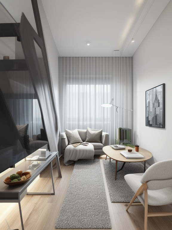 Living Room, Modern design, clean lines, geometric shapes, neutral colour panel, simplicity and functionality, use of glass, steel, concrete