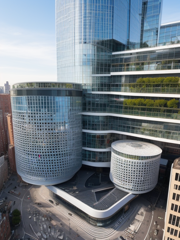 Building, designed by Norman Foster, Modern Architecture, in the afternoon, in New York