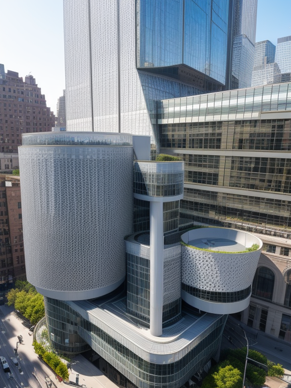 Building, designed by Norman Foster, Modern Architecture, in the afternoon, in New York