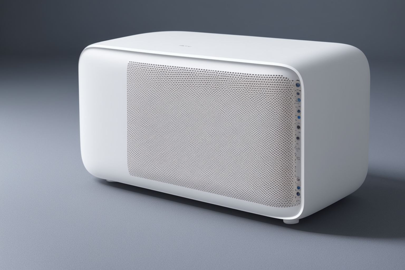 white speaker, apple design. minimalism