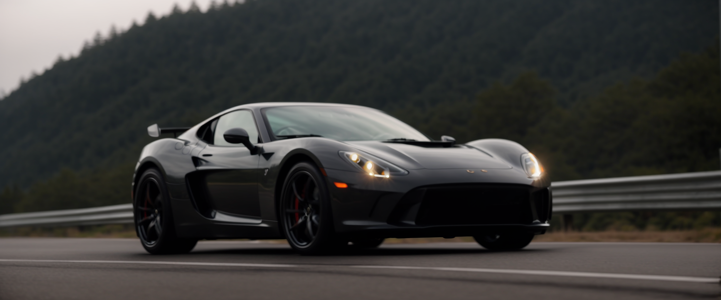 Wide, Morning, sports car, on the road