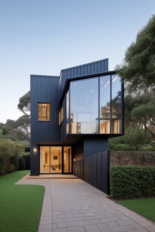 Frank Ghery Town House in Johannesburg, Townhouse, designed by Frank Gehry, Post-Modern Architecture, in the morning, in the forest