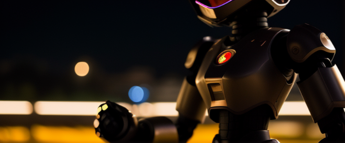 unicorn robot, night time, Close up