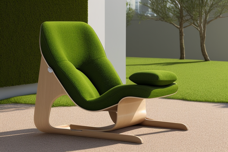 lounge chair made out of winter leafs and moss that attracts birds, Chair