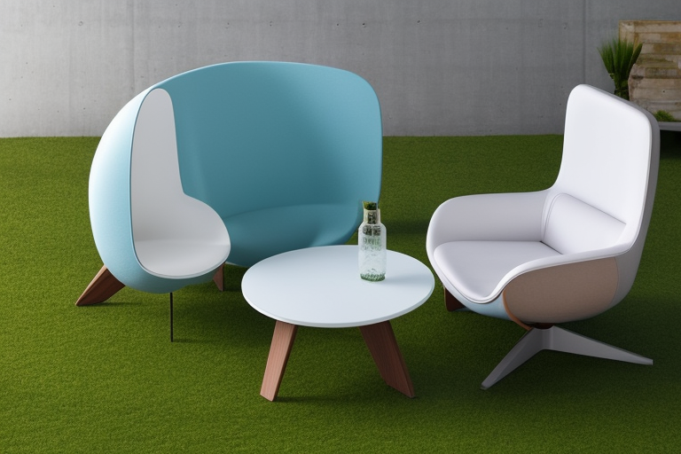 lounge chair made out of winter leafs and moss that attracts birds, Chair