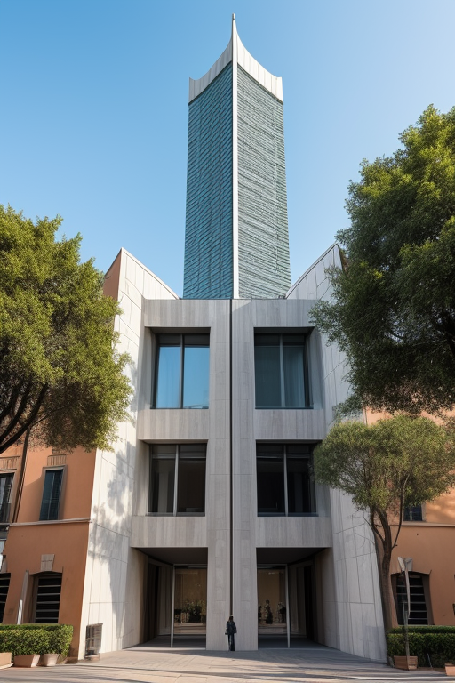 Un edificio bello e moderno , Building, designed by Philip Johnson, Modern Architecture, in the afternoon, in Rome