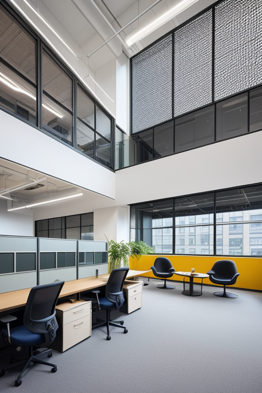 , Office, designed by Eero Saarinen, Post-Modern Architecture, afternoon, in New York programming office with 20 students in photo and office is called GOA

, Building, designed by Norman Foster, Modern Architecture, in the morning, in New York