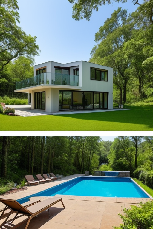 I think this would be a great description of a modern house with a beautiful design in the middle of the forest on the bank of a large river with stunning waterfalls:

This wonderful modern house is located in the heart of the picturesque nature, on the bank of a large river flowing beside it, with stunning waterfalls that give it a stunning and charming view. The house is designed in a wonderful modern style that combines beauty, luxury and comfort.

The house features spacious and open interior spaces, allowing you to have a stunning view of nature from every aspect. The house has four large bedrooms, three luxurious bathrooms, in addition to a spacious lounge, dining room and kitchen equipped with the latest technology and the best home appliances.

The house was designed to suit the surrounding nature, as it features a large glass façade that allows a view of the large river and picturesque waterfalls, and allows for great natural light to enter the house.

Outside, there is a wonderful seating area overlooking the river and waterfalls, ideal for relaxing and enjoying the beautiful nature. The outdoor area also has a large relaxing pool surrounded by plants and trees.

In addition, the house has all the modern features such as the lighting, air conditioning and heat control system, and the security system that ensures the safety and protection of the house and its residents.

In the end, it can be said that this wonderful modern house with a beautiful design in the middle of the forest on the bank of a large river with stunning waterfalls is the ideal accommodation for people looking for luxury, comfort and enjoying the picturesque nature.